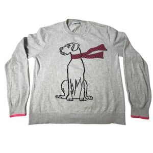Alashan Gray Cotton Woofington Pullover‎ Sweater Dog Pink Scarf Cashmere Blend